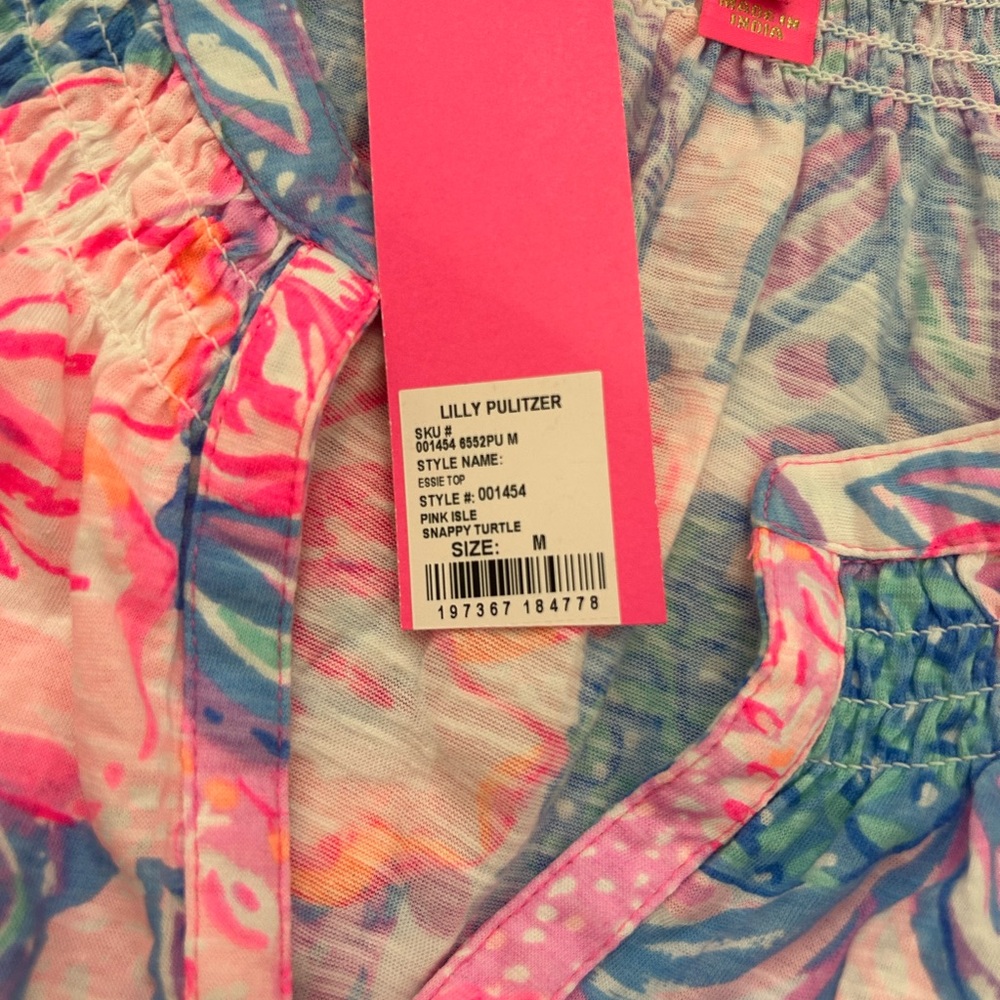 Lilly Pulitzer Pink and Blue Floral Blouse - Picture 4 of 4